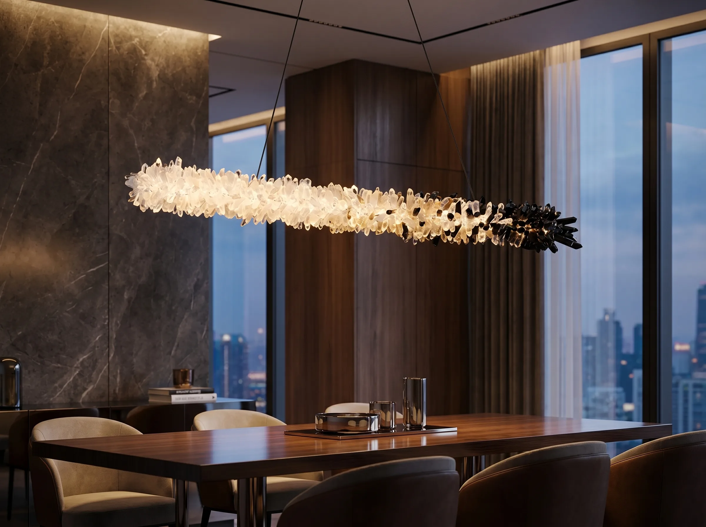 Baryte Linear Beam Chandelier