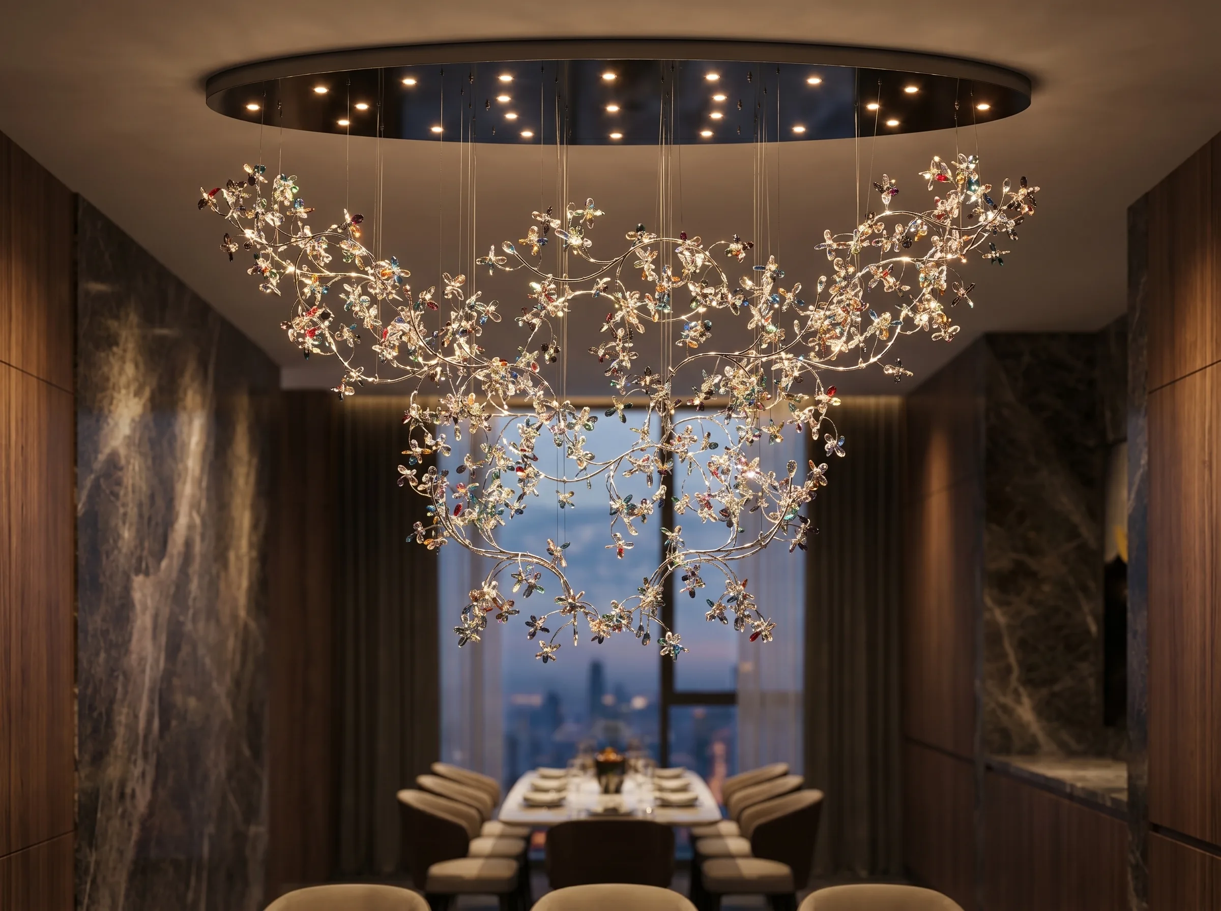 Midnight Velvet-Trimmed Chandelier